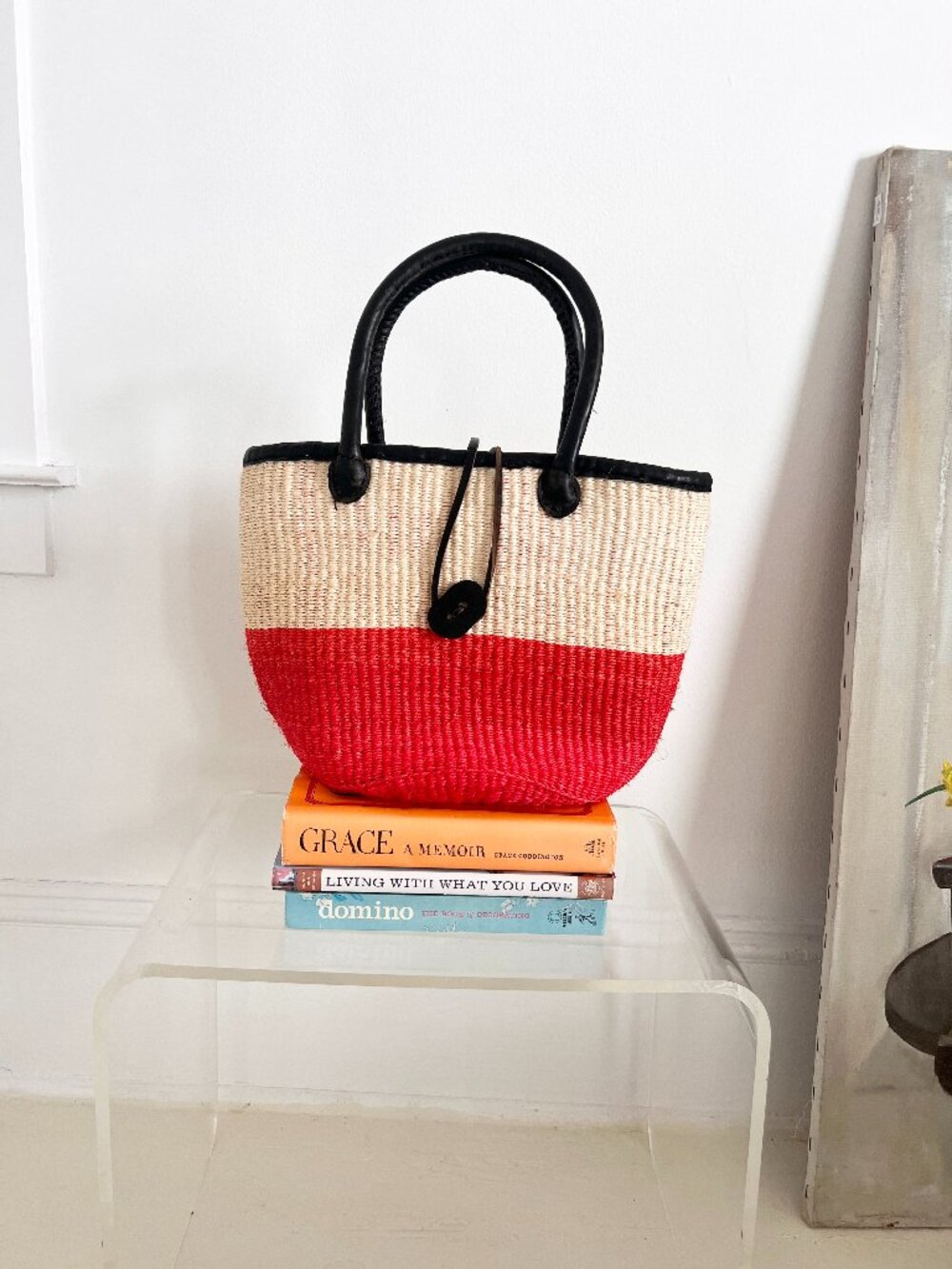 Vintage Sisal Kiondo Woven Straw Tote Bag